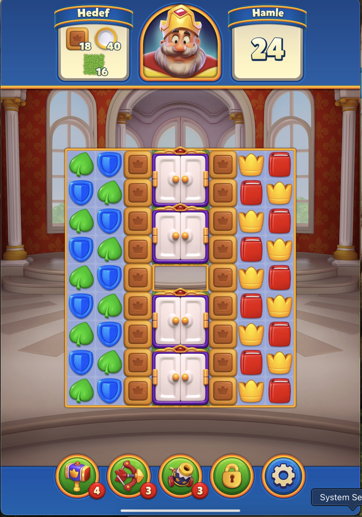 Level 18 board, sabit boşluklu şerit