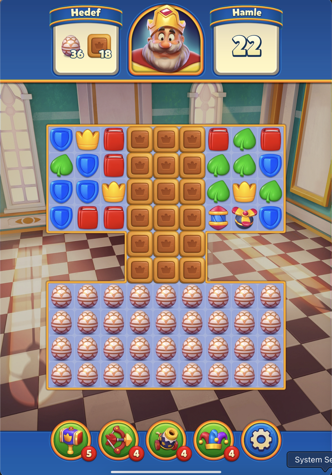 Level 32 board, kum saati şekli