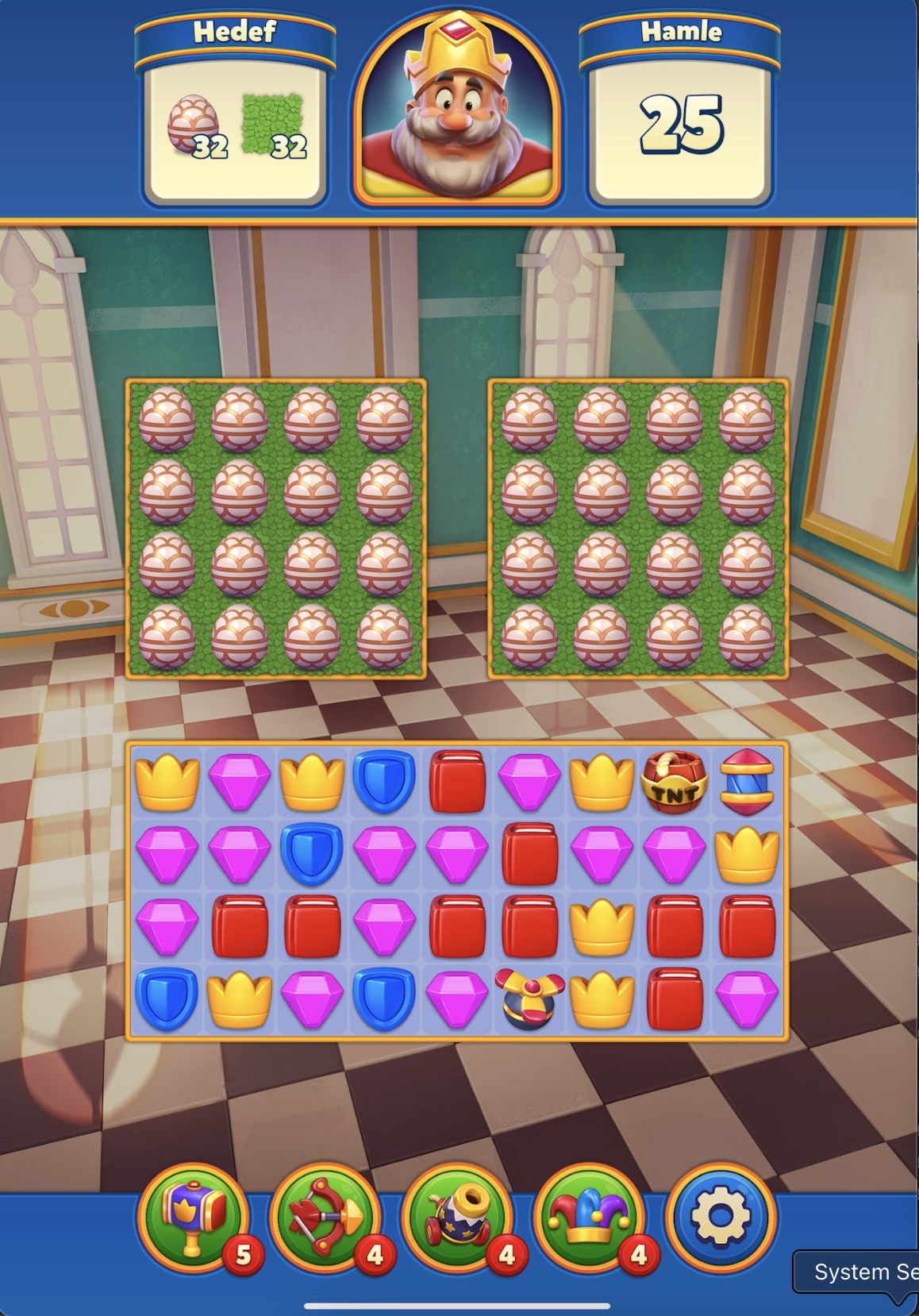 Level 33 board, iki ayrı ada blok