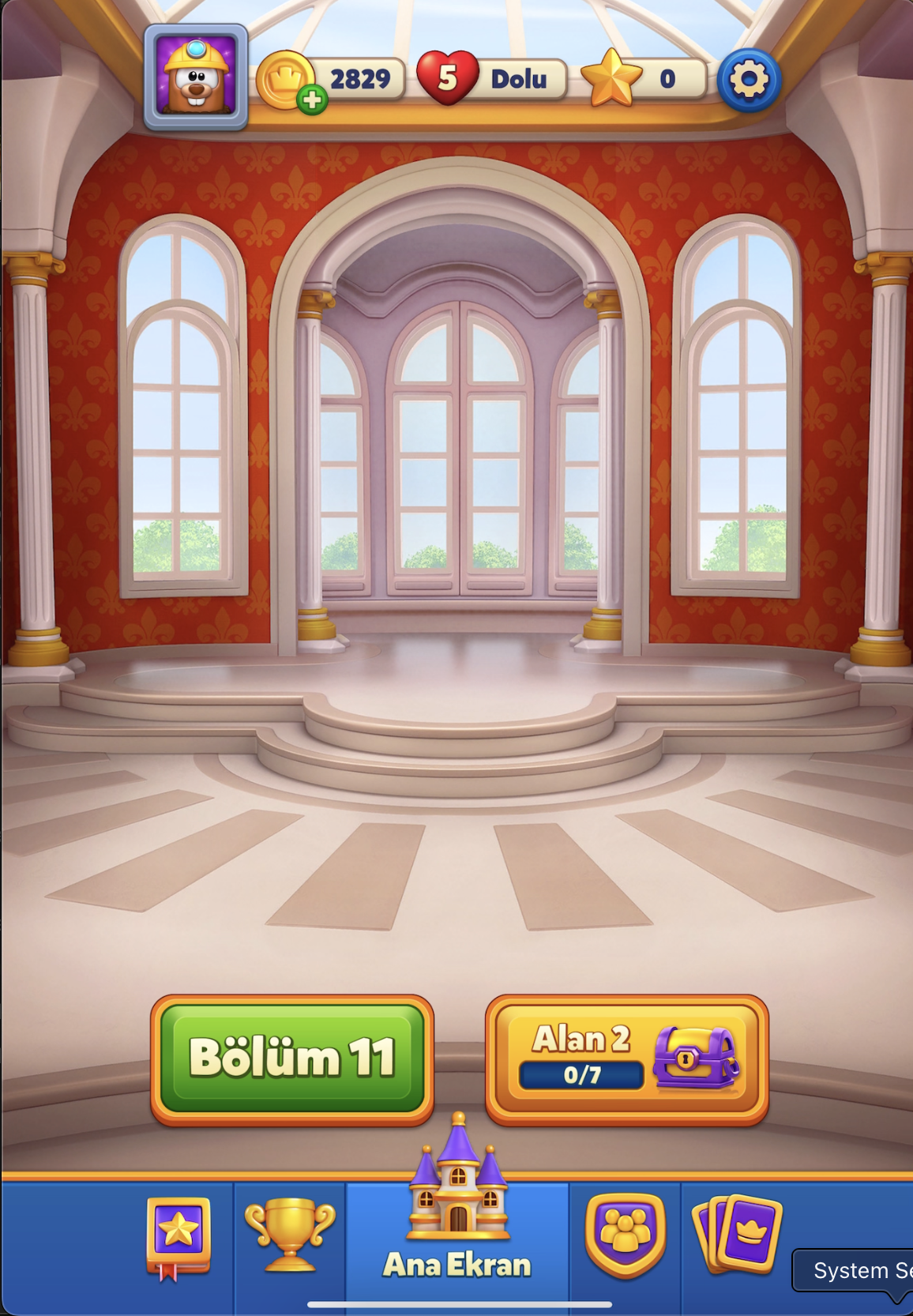 Ana ekran, Alan 2 sayacı, Taht Odası'na geçmiş