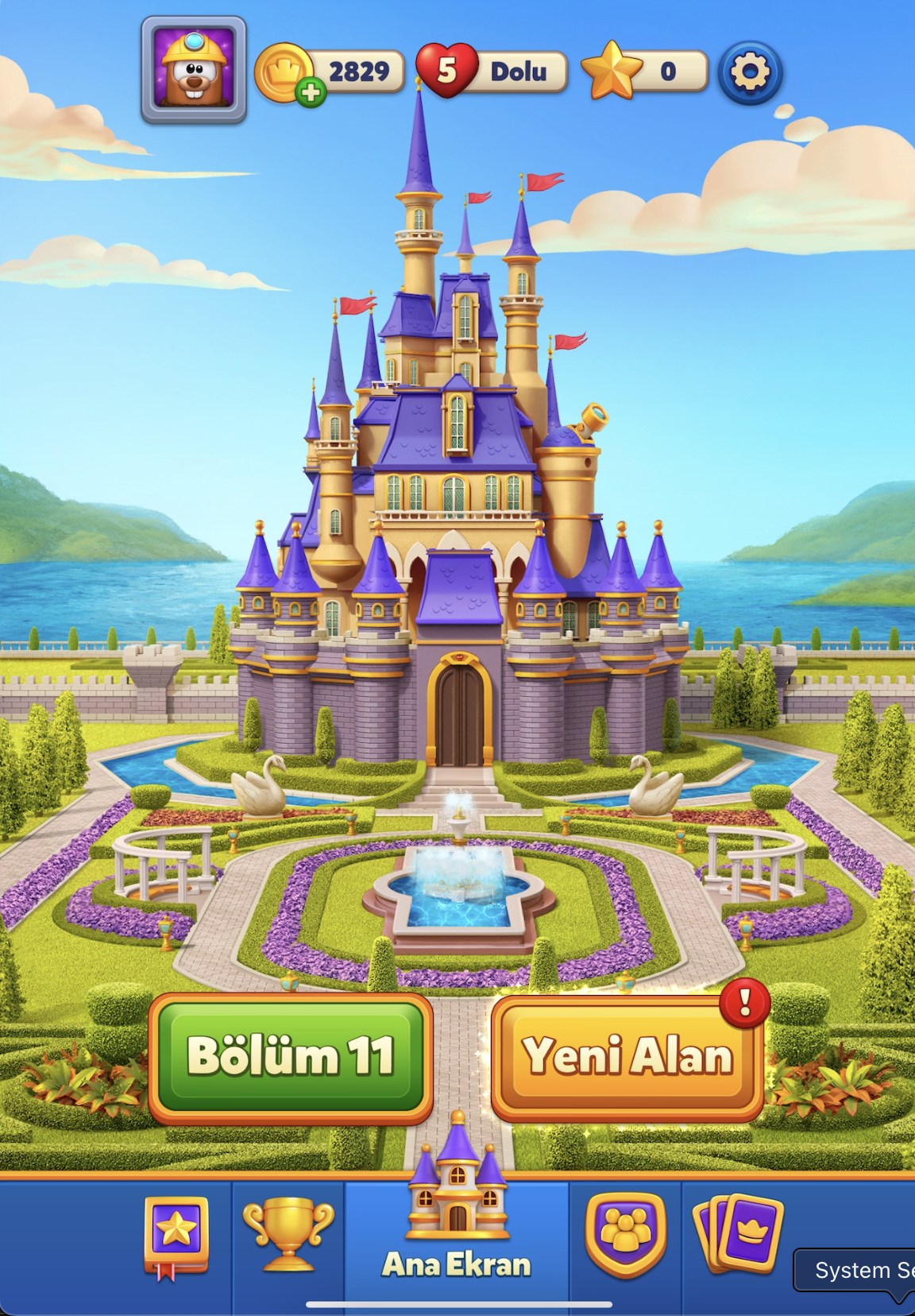 Ana ekran, Yeni Alan butonu