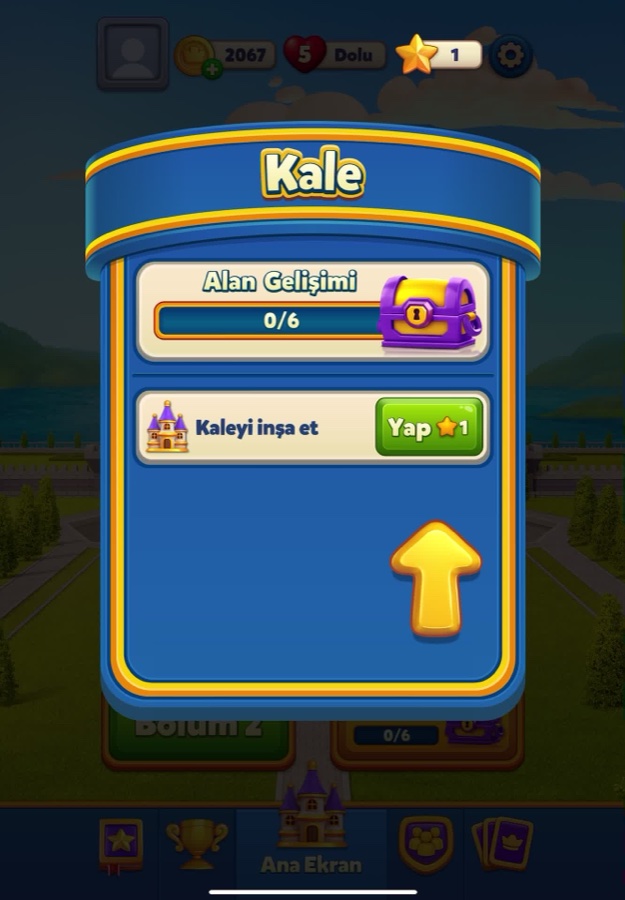 Kale panelinde yıldız harcama butonu