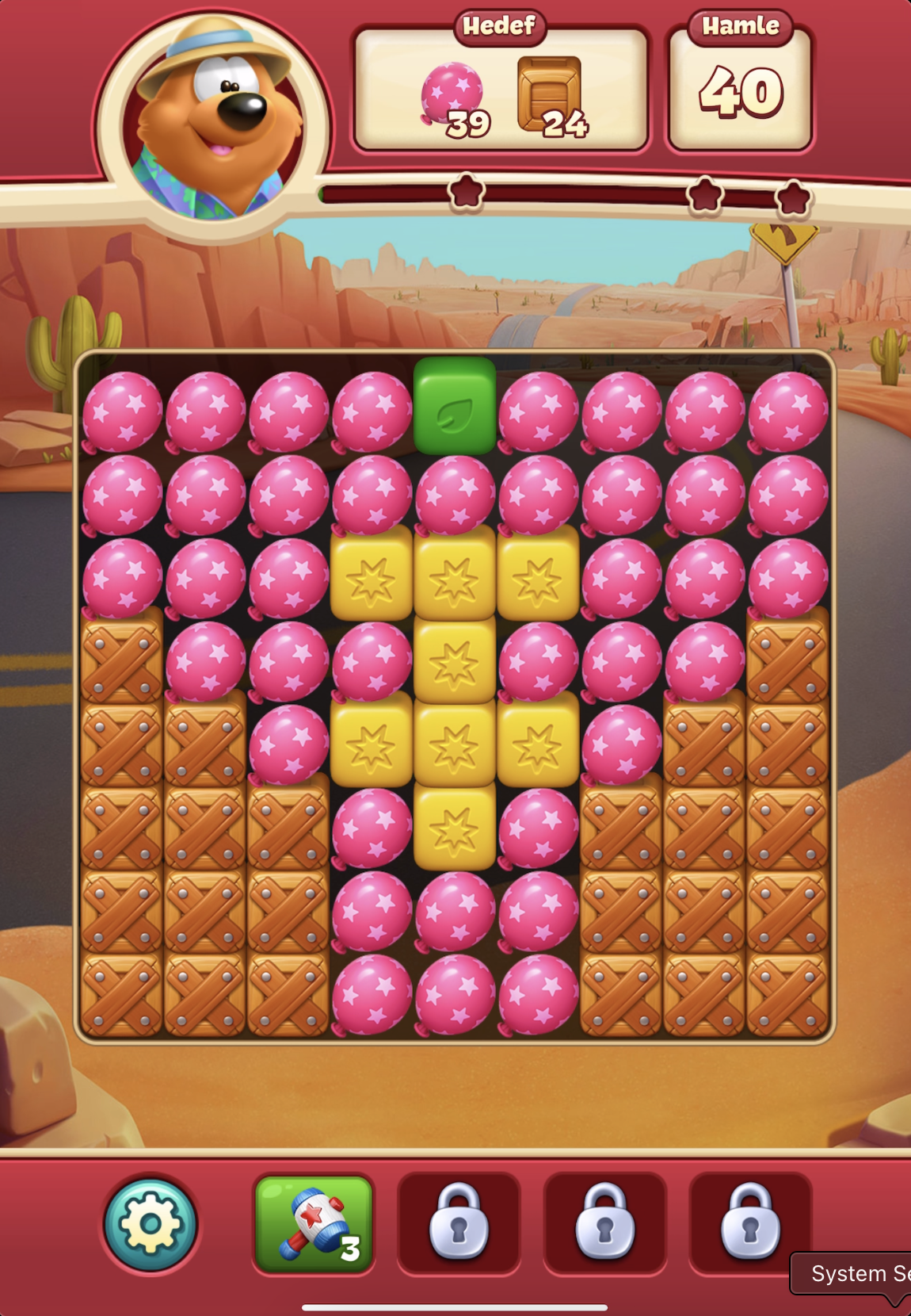 Toon Blast Level 10 board, gülen yüz şekli