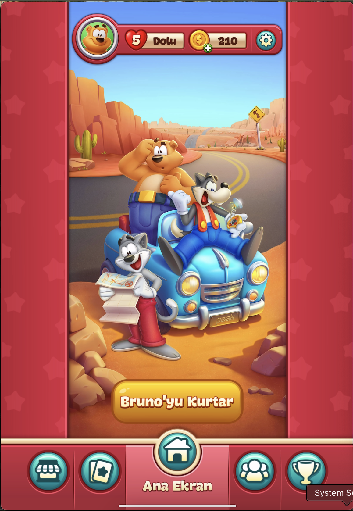 Bruno'yu Kurtar daveti, temalı illüstrasyon ve Bruno'yu Kurtar butonu