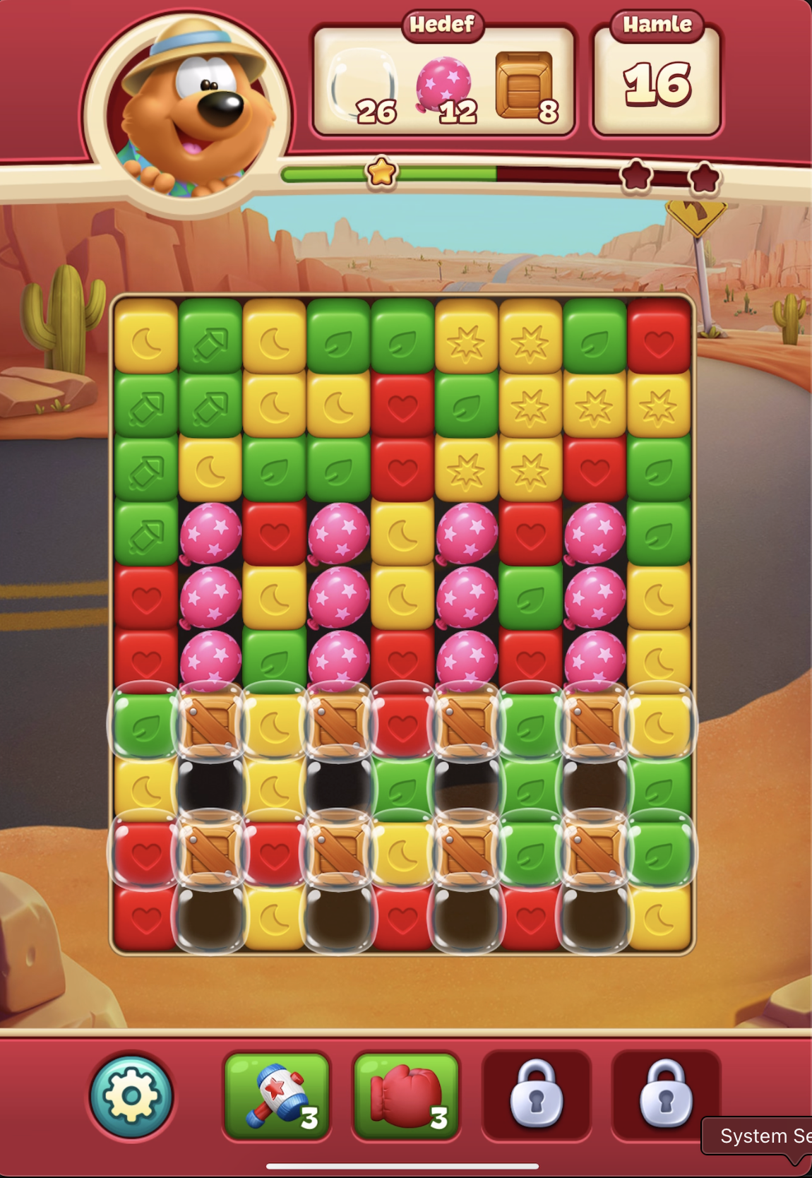 Toon Blast Level 14, üç hedef