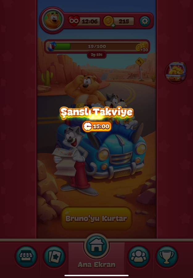 Şanslı Takviye rozeti ve 15 dakikalık geri sayım