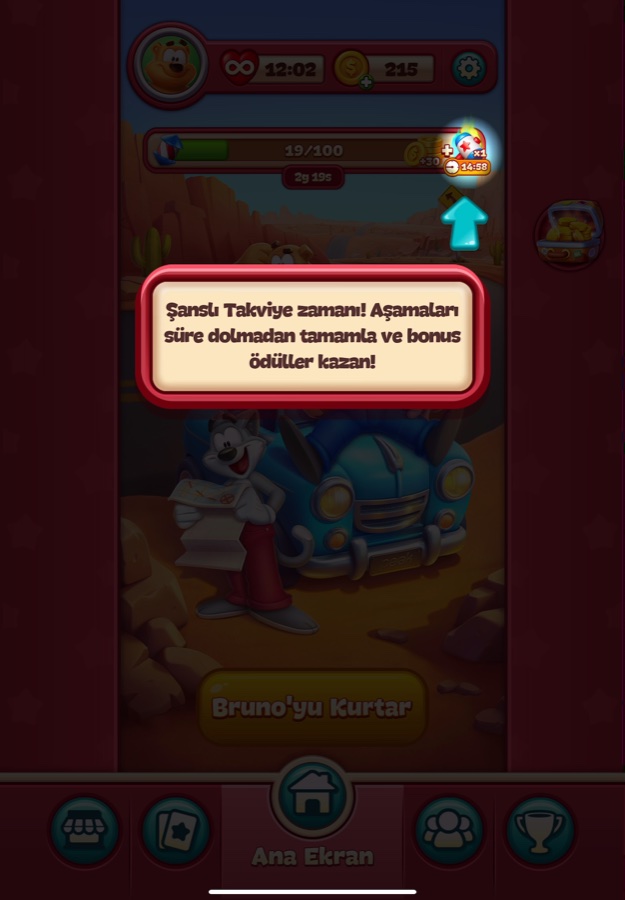 Şanslı Takviye açıklayıcı modalı, oka işaret ediyor