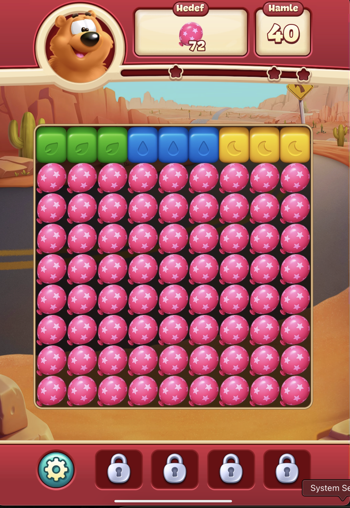 Toon Blast, çöl yolu sahnesi